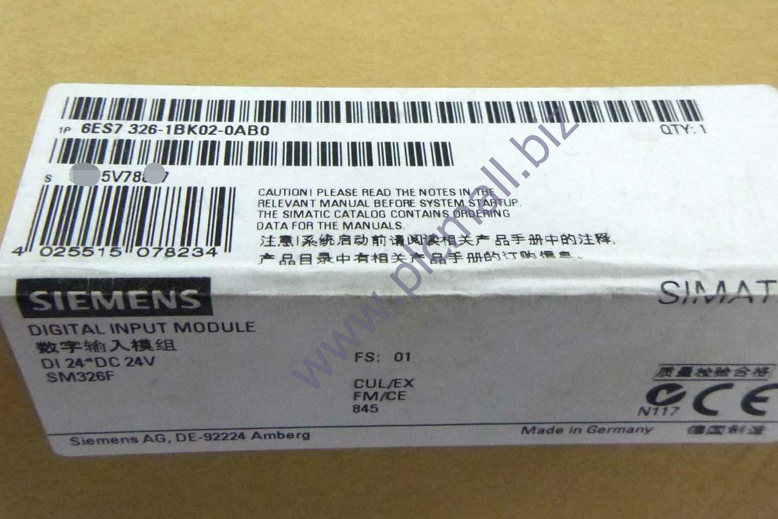 6ES7326-1BK02-0AB0 Siemens SIMATIC S7, DIGITAL INPUT SM 326 BRAND